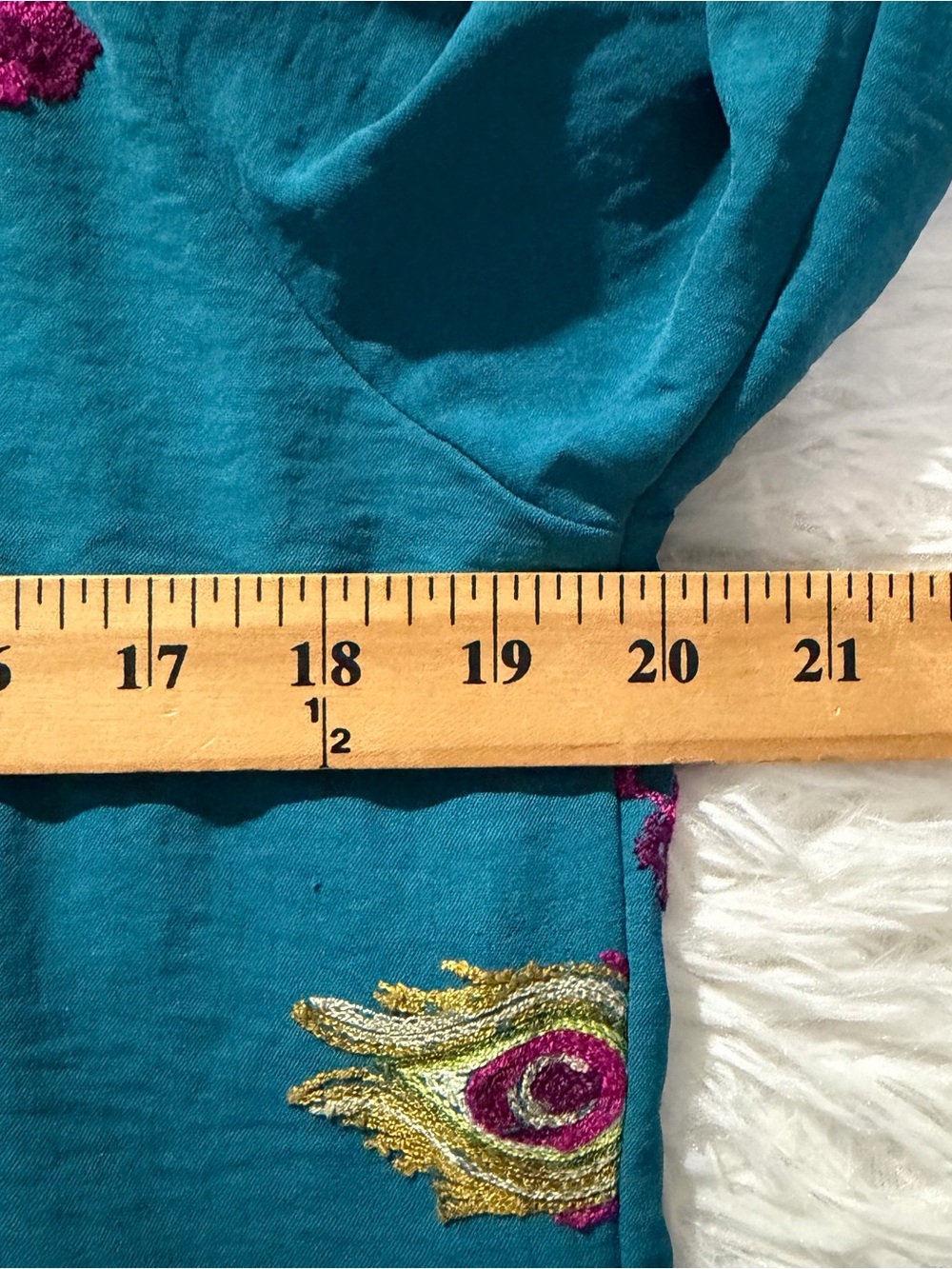 Figueroa & Flower Womens Floral Embroidered Button Up Top Size Large V Neck Teal - Picture 4 of 7